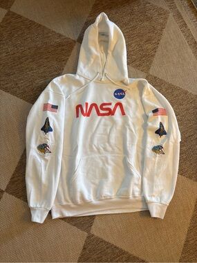 Nasa White Men's Hooded Sweatshirt